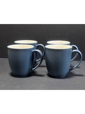 Noritake Colorwave Blue 8484 Stoneware Coffee Mugs Set Of 4 Vintage 04